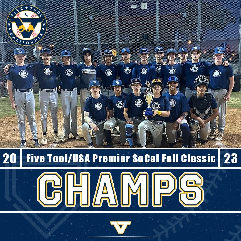 Five Tool California (@fivetoolca) on Twitter photo 🏆CHAMPIONS🏆
Congrats to <a href="/TB_SoCalTeams/">TB Socal Baseball</a> 2027’s on winning the 15U Division of the <a href="/FiveTool/">Five Tool Baseball</a> SoCal Fall Classic!
#WatchEm 🏆CHAMPIONS🏆
Congrats to <a href="/TB_SoCalTeams/">TB Socal Baseball</a> 2027’s on winning the 15U Division of the <a href="/FiveTool/">Five Tool Baseball</a> SoCal Fall Classic!
#WatchEm
