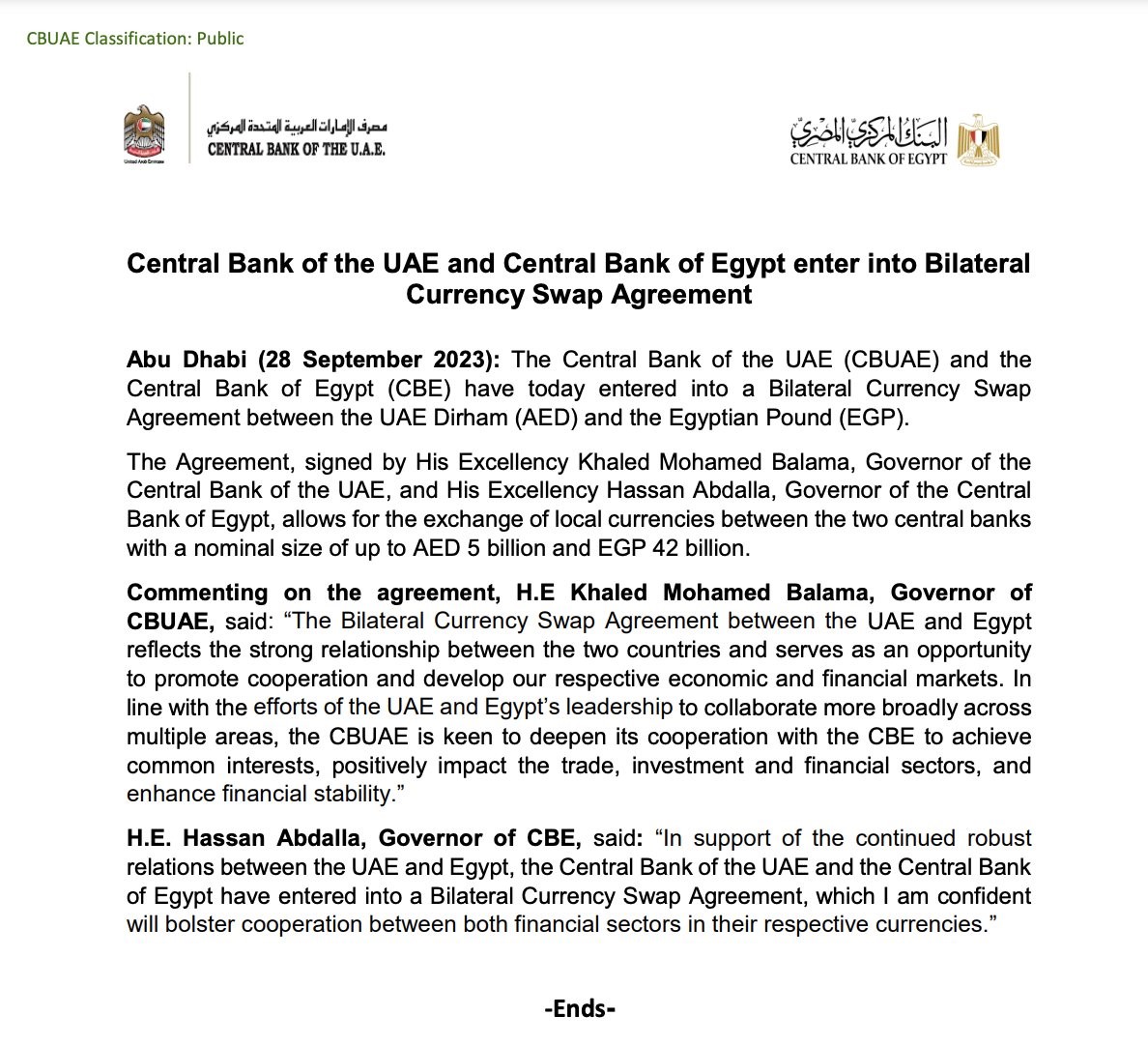 The Central Bank of #Egypt, and the Central Bank of the #UAE have established a bilateral currency swap agreement valued at approximately $1.4 billion. Up to 5 billion #dirhams and 42 billion Egyptian pounds would be allowed for exchange. The deal is pa... t.me/TheParadigmShi…