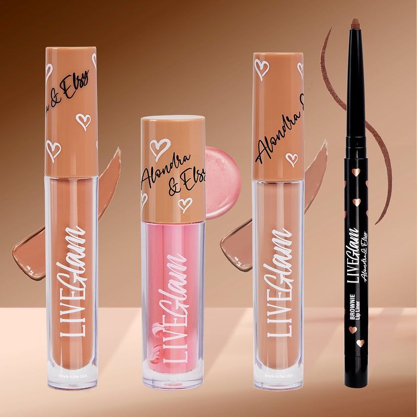 LiveGlamCo's tweet photo. Two Bare is back for our October collection! Fall's in full swing, and so is Alondra &amp; Elsy x LiveGlam's nude lip collection. 

🍂 Chai: Cool nude matte 
☕ Latte: Warm nude matte 
🍫 Brownie: Velvety deep brown twist-up liner 
🍒 Cherry Pie: Silky pinky-sheer lip oil https://t.co/4pRnyKPdCr