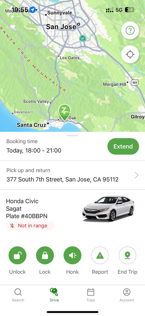 mastronimous's tweet photo. @Zipcar we are stuck in capitola. Your car is not starting. We are stuck. We have excellent cell reception in the area. https://t.co/Dht2mZt7NL