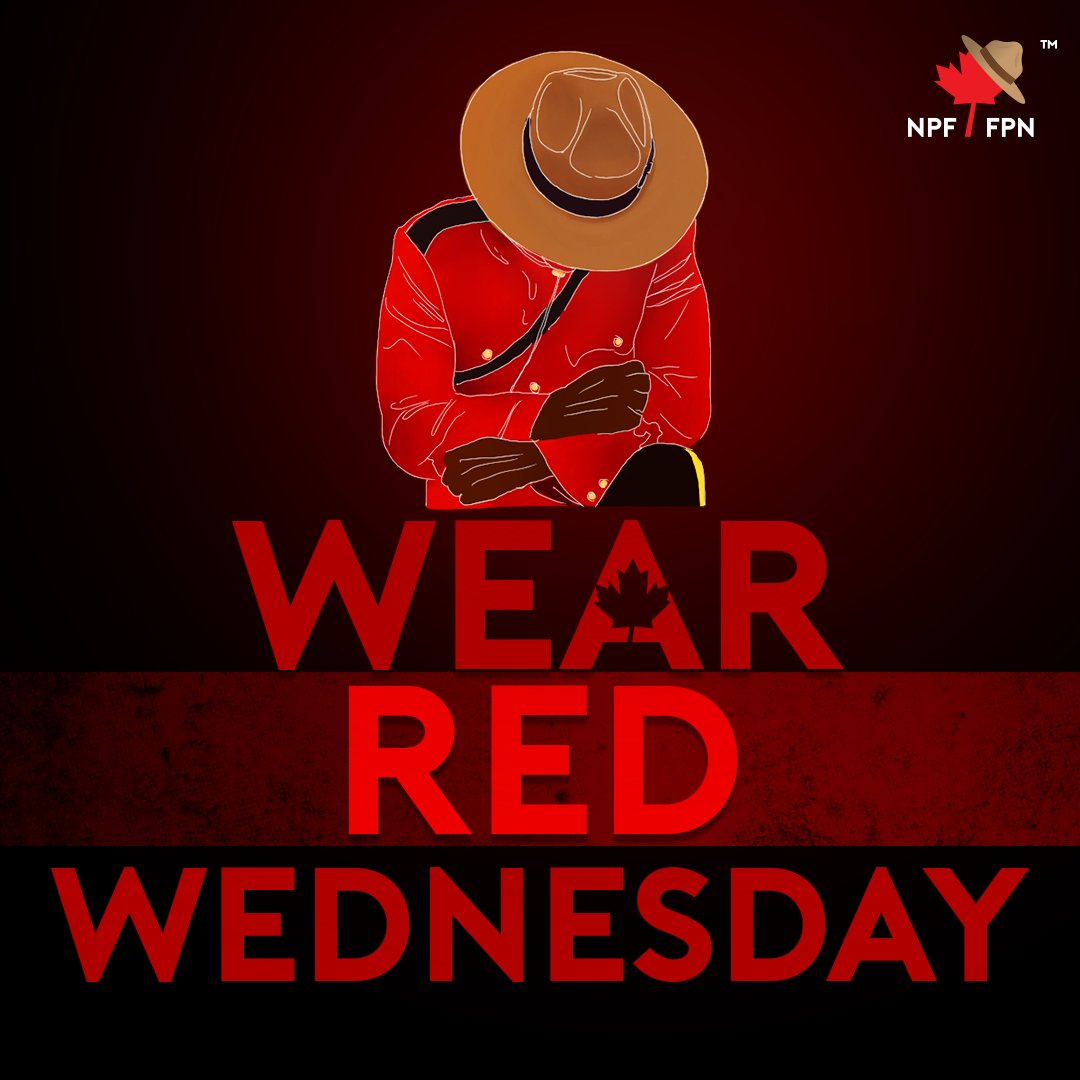 Join us on Oct 4 for #WearRedWednesday to honour fallen RCMP Cst. Rick O’Brien, who was murdered on duty in Coquitlam, B.C. Wearing red unites us in support of RCMP Members &amp; their families. A GoFundMe is set up for Cst. O’Brien's family. Please RT. gofundme.com/f/bjvfzf-in-me…