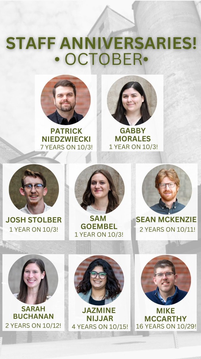 This October we are celebrating work anniversaries for Patrick, Gabby, Josh, Sam, Sean, Sarah, Jazmine, and Mike. Thank you for all the work that you do! We appreciate having you on our team!