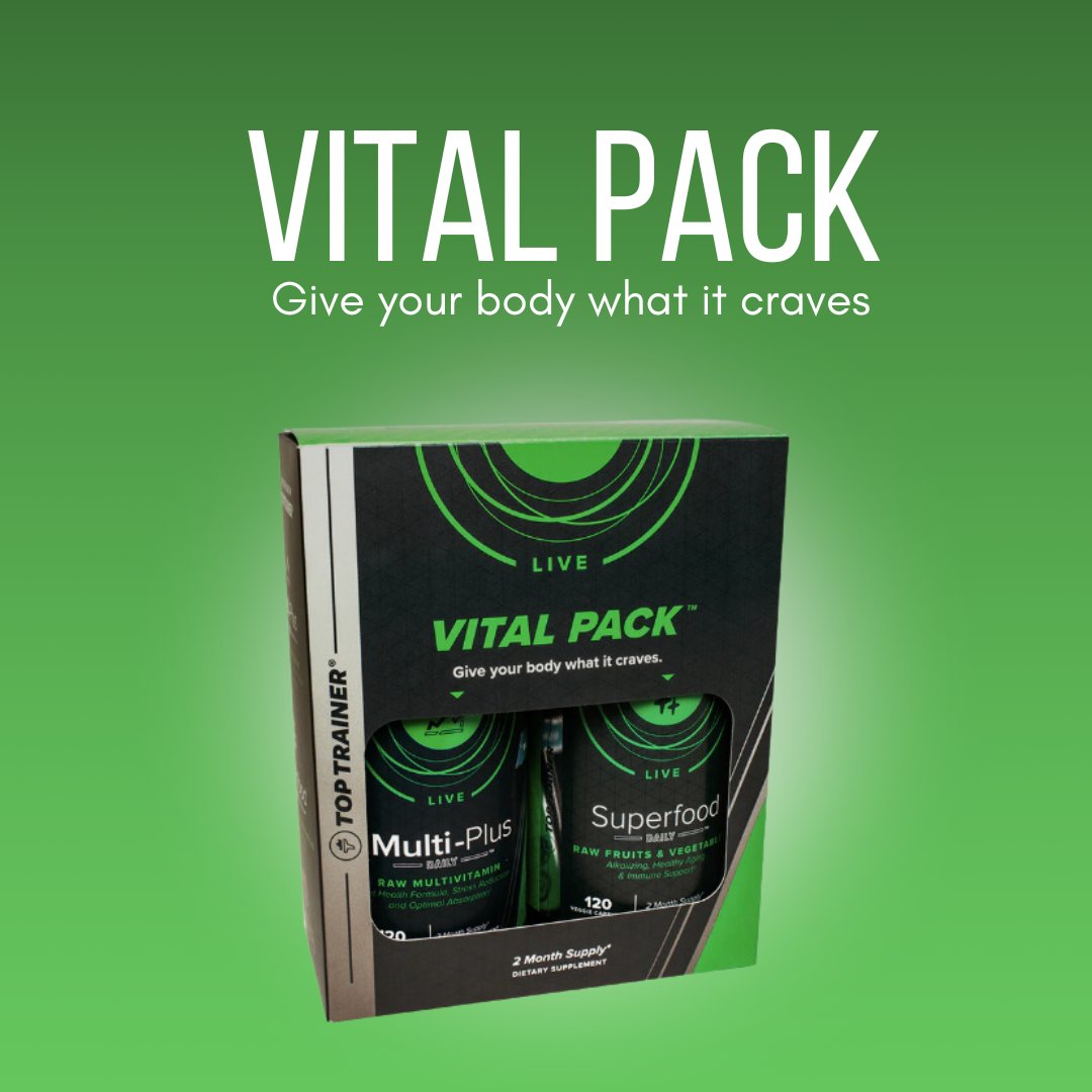 Unlock your full potential with Vital Pack! 🌟 This powerful combination of Multi Plus and Superfood Daily is simply unbeatable.

#Toptrainer #Toptrainertitan #Commit2fit #Fitness #Healthylifestyle #VitalPack #WellnessJourney #GutHealthMatters