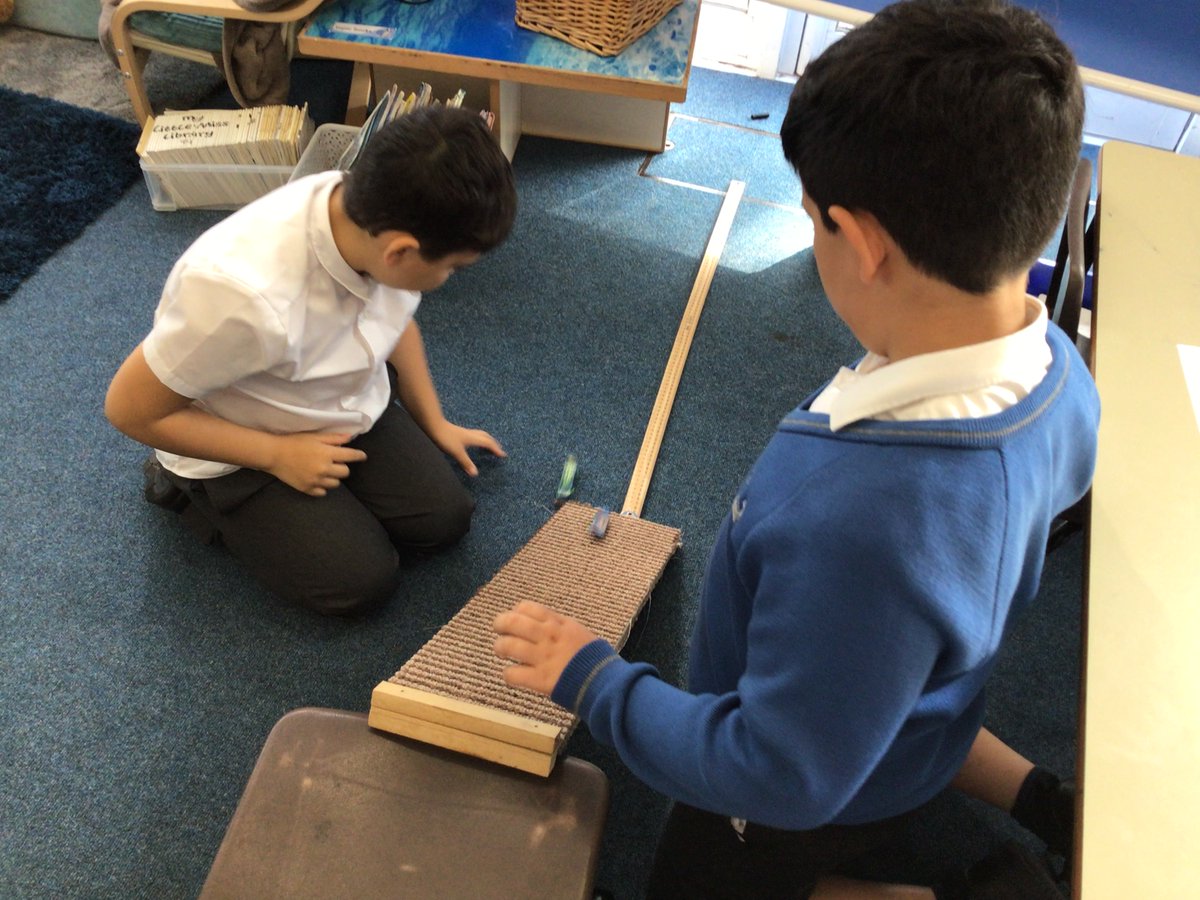Y5 created an experiment to investigate the frictional forces of different surfaces.