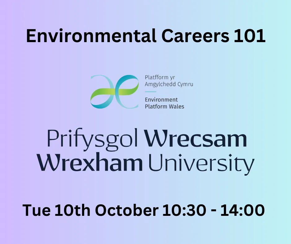 Don't miss us tomorrow from 10:30-14:00 at the @WrexhamUni Careers Fair! Discuss your environmental careers ambitions and find out about our careers events.
Sign-up at buff.ly/456KneO 
#wrexhamuni #epwales #student #careers @EnterpriseWU @WGUCareers @GlyndwrUni