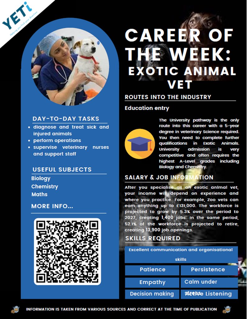 CareersWRA's tweet photo. Here is @yetichorus's Career of the week. https://t.co/CrxWfzv6R6