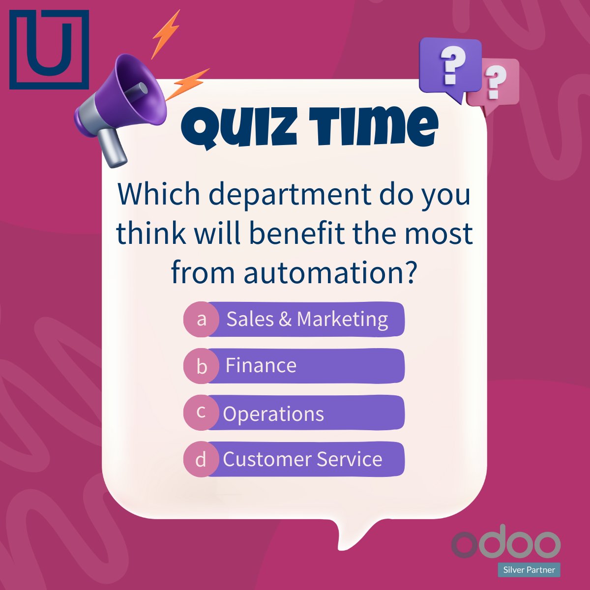 uncannycs's tweet photo. #Automation has great benefits for different departments. According to you which #department is going to enjoy the major benefits?
Let us know in the comments below.
https://t.co/9mYgm2r1eq
#uncannycs #OdooPartner #ERPSelection #AutomationAdvantage #BusinessPartnership #sales https://t.co/vR1oLZxw6q