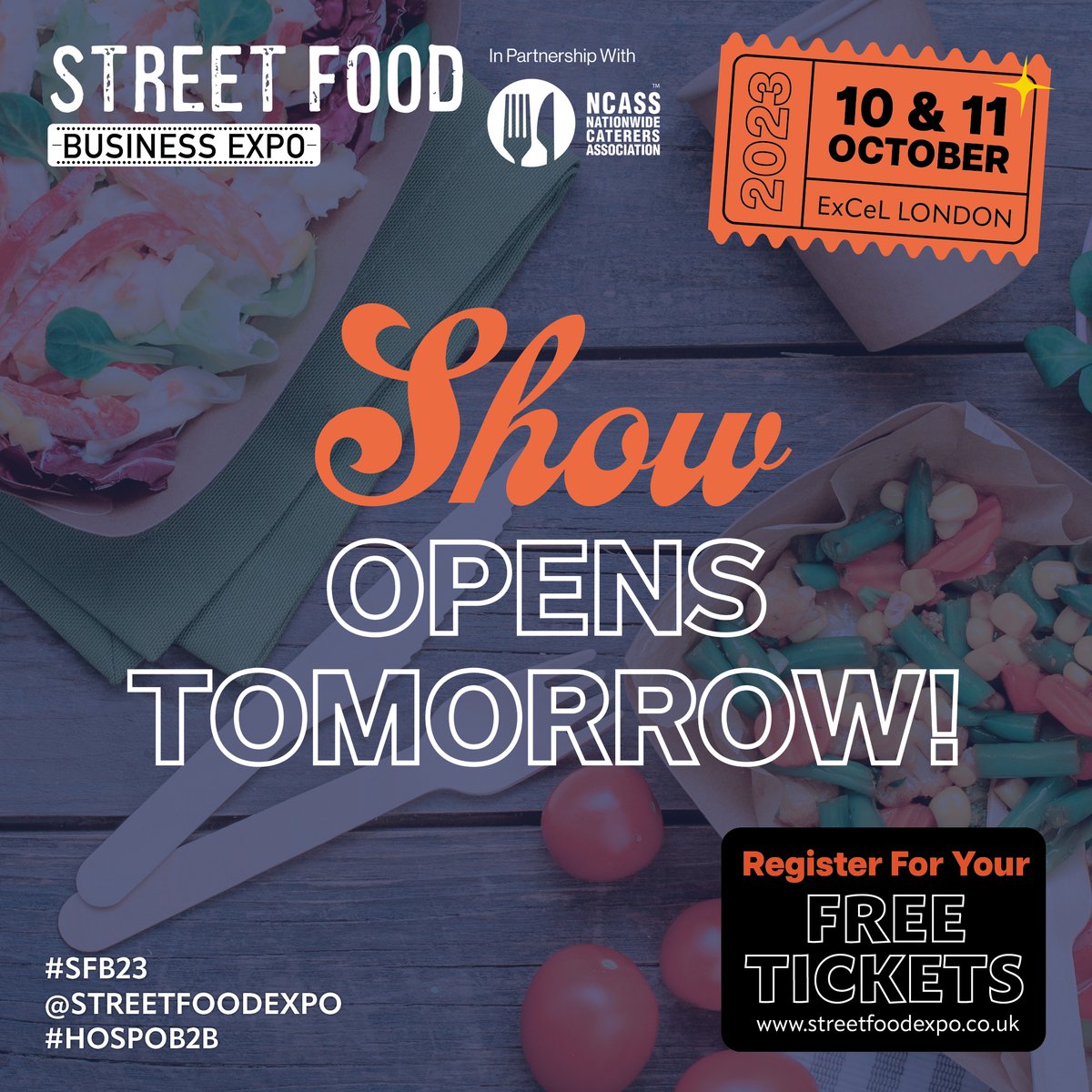 ⏰ Only 24 hours left! ⏰ Set your alarms for 10am tomorrow and join us at the Street Food Business Expo. Stay updated on show happenings through our social media. See you there! 🌟

 #SFBE23 #24HourstoGo #streetfood