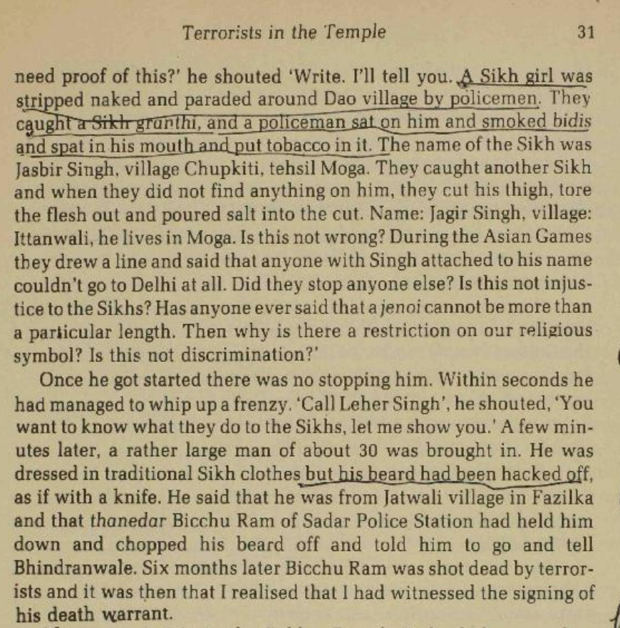 bhujangisingh's tweet photo. And when she met Bhindranwale Sant, she couldn't refute his claims of injustice and sat as a mute spectator. If she knew Punjab's incidents very well, she should have put in her points. Her whole article is filled with conjectures, one of them is that Bhindranwale Sant 1/2 https://t.co/npe630ROn0