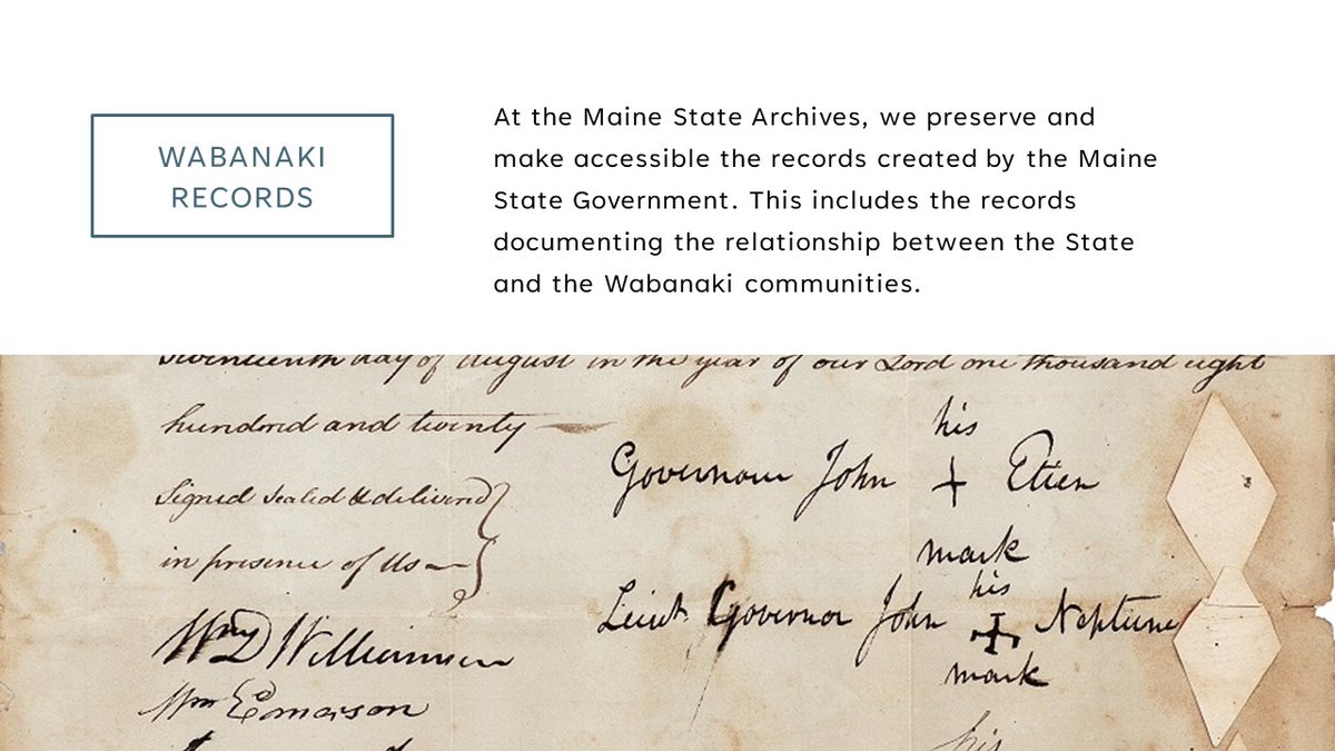 MEArchives's tweet photo. At the Maine State Archives, we preserve and make accessible the records created by the Maine State Government. This includes records documenting the relationship between the State and the Wabanaki communities. Discover more here:
https://t.co/mLTEBW3us1 https://t.co/OJIH9MbSlL