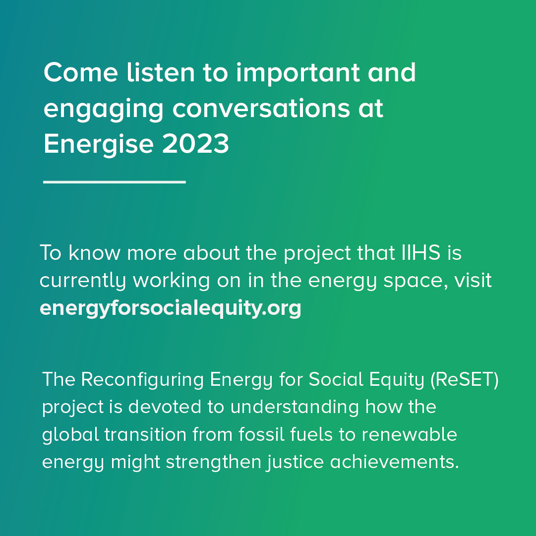 Amir will Co-Chair at Energise 2023, an international conference organised by <a href="/AEEE_India/">Alliance for an Energy Efficient Economy</a>, co-hosted by #IIHS. 
The conference brings together people across the energy sector to deliberate on timely and critical research on energy efficiency in India. 

 #IIHS_SIS  #IIHS_Energy