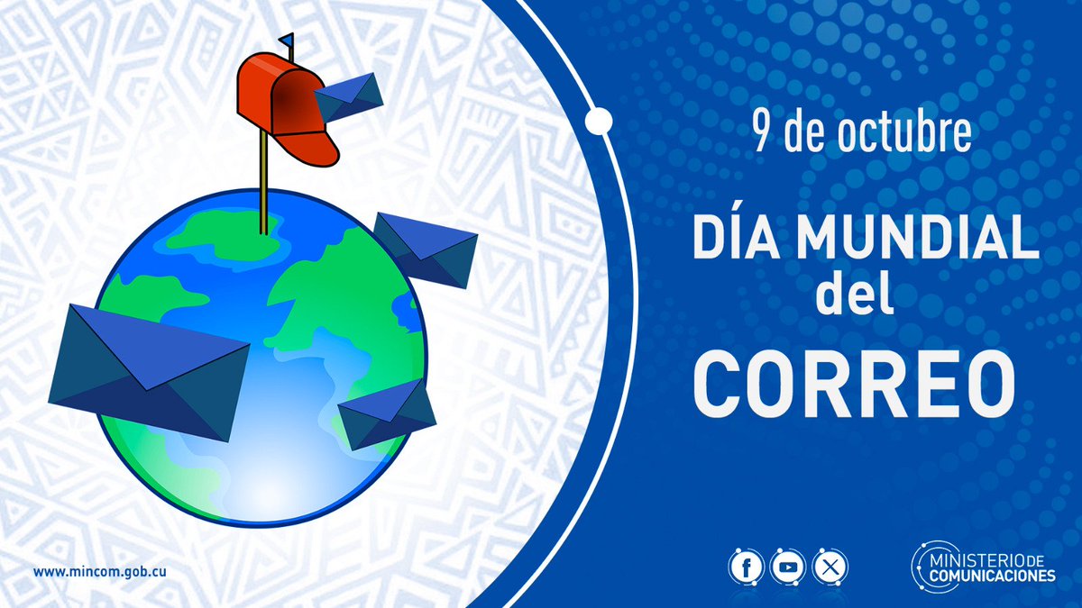 Ministerio de Comunicaciones Cuba (@mincomcuba) on Twitter photo Felicidades a los trabajadores y directivos de <a href="/CorreosdeCuba/">Correos de Cuba</a> en el #DiaMundialDelCorreo. #CorreosAlServicioDeTodos #CubaPorLaTransformaciónDigital Felicidades a los trabajadores y directivos de <a href="/CorreosdeCuba/">Correos de Cuba</a> en el #DiaMundialDelCorreo. #CorreosAlServicioDeTodos #CubaPorLaTransformaciónDigital