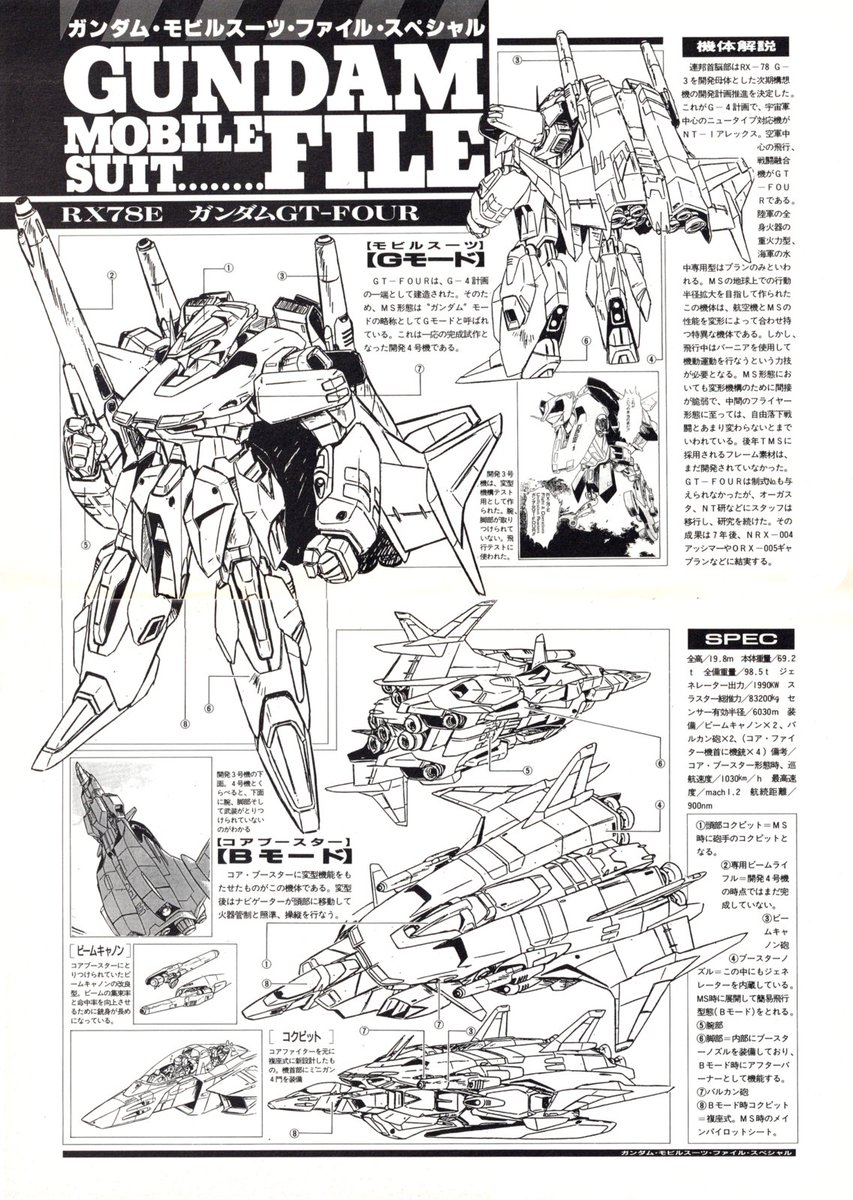 模型情報1990年1月号掲載のガンダムGT-FOURの設定資料まとめ。 未だに玩具やプラモなどの商品化に恵まれないMSであります。 先ずはコンバージ辺りでどうでしょうか😄 #模型情報 #ガンダム #可変機の波に乗れ