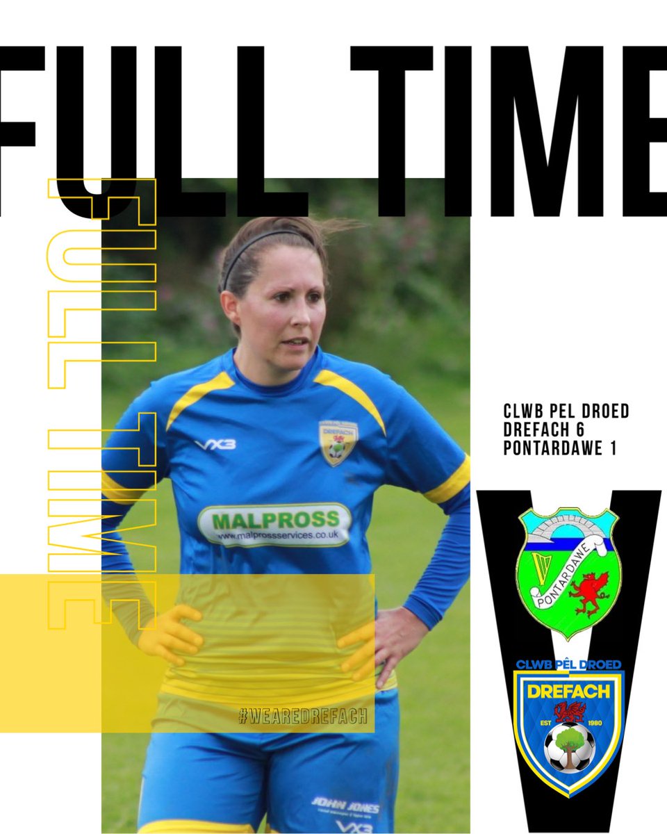𝗙𝗜𝗡𝗔𝗟 𝗦𝗖𝗢𝗥𝗘!

A great performance from our ladies yesterday as they travelled away to <a href="/PontyLFC/">Pontardawe Ladies FC</a> for the first time this season and came away with a 6-1 win!

🔵🟡 | #WeAreDrefach #NiYwDrefach 

<a href="/CPDDrefach/">Clwb Pêl Droed Drefach</a> 
<a href="/westwaleswgl/">Perago | West Wales Women & Girls League</a>