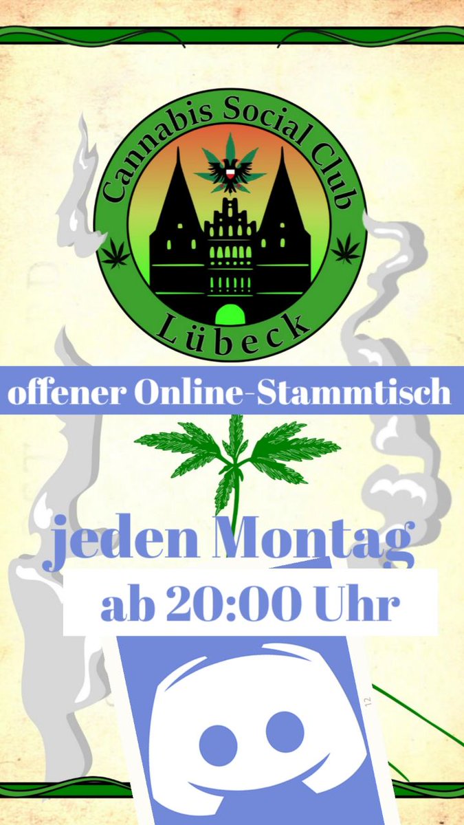 Heute Abend, wie jeden #Montag um 20 Uhr auf #discord. Unser offener Online-#Stammtisch. Alle entspannten Pflanzenfreunde sind eingeladen sich über unseren #CSC zu informieren. Hier geht's lang: discord.com/invite/5vuscCwz
#Weedmob #CSCInitative #CAD #Lübeck #hanf