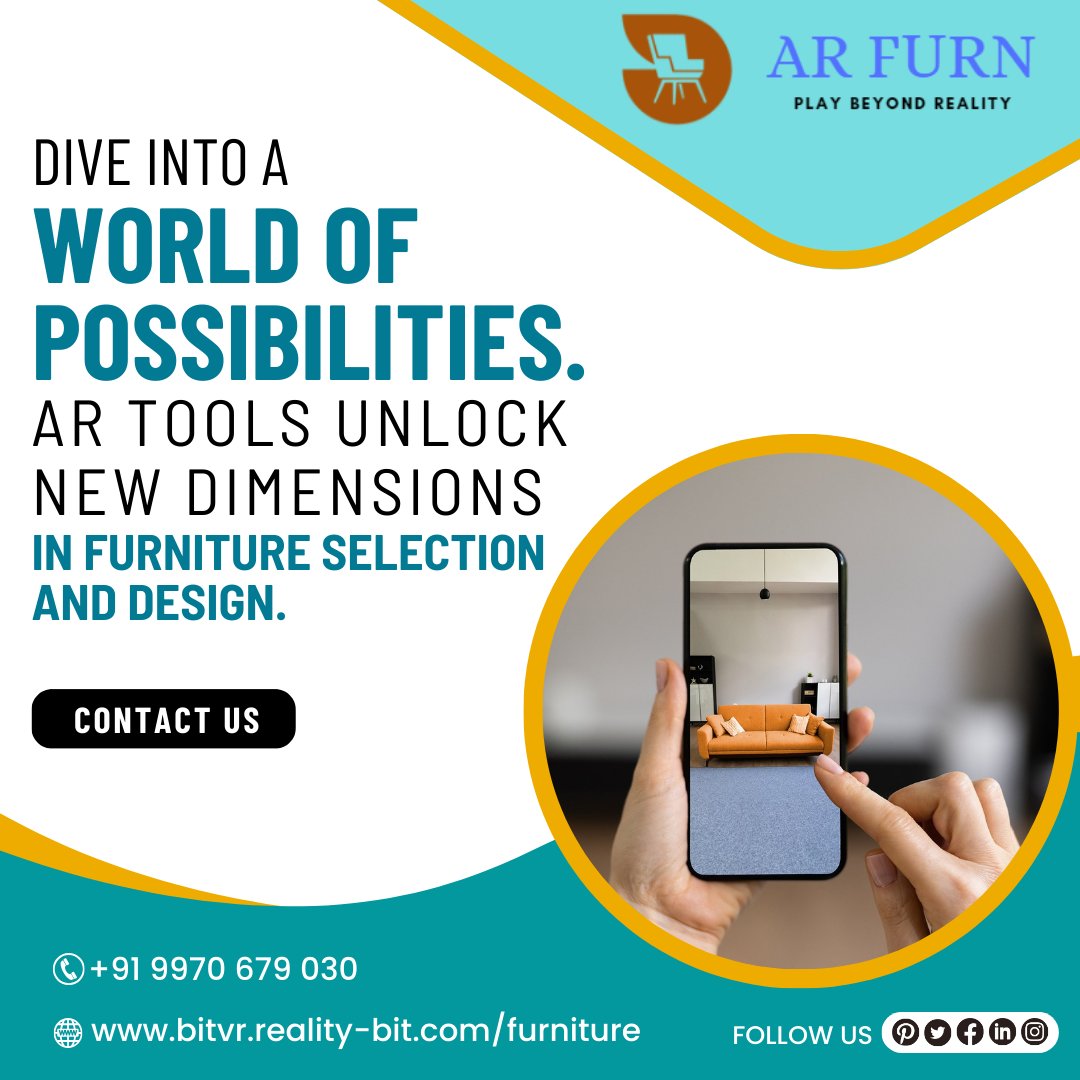 ar_furn's tweet image. Explore endless design potential with AR tools, revolutionizing furniture selection and customization. Discover a new era in interior design!
.
#AugmentedRealityDesign #FurnitureInnovation #DesignRevolution #ARFurnitureSelection #ImmersiveInteriors #DesignPossibilities