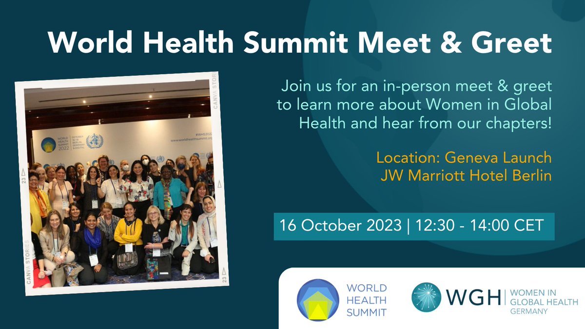 Women in Global Health Norway (@wghnorway) on Twitter photo For members of WGH Norway attending World Health Summit in Berlin, do not miss the <a href="/womeninGH/">Women In Global Health</a> Meet & Greet, Monday 16.10.2023, 12.30-14 CET (Geneva Lounge). For members of WGH Norway attending World Health Summit in Berlin, do not miss the <a href="/womeninGH/">Women In Global Health</a> Meet & Greet, Monday 16.10.2023, 12.30-14 CET (Geneva Lounge).
