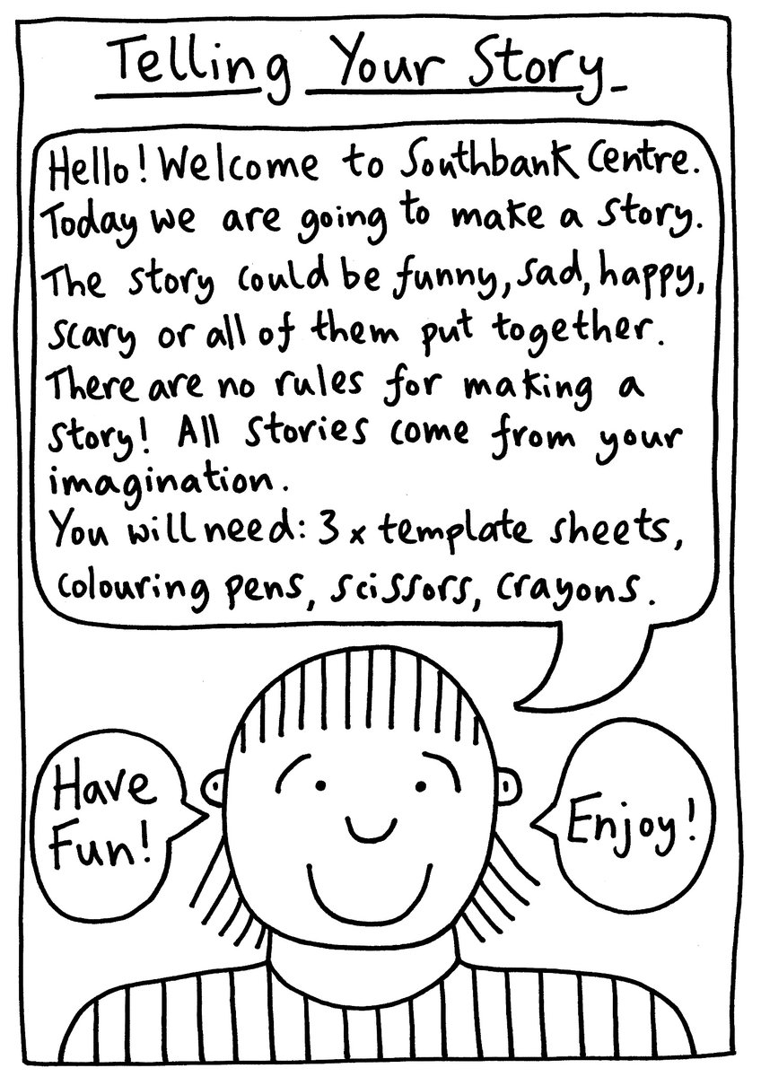 Saturday 21 October. 12 noon - 4pm @southbankcentre Myself and @TheLeano are inviting you to Tell Your Story. Lots of fun to be had. 5+ but all welcome #alineart #familyarts