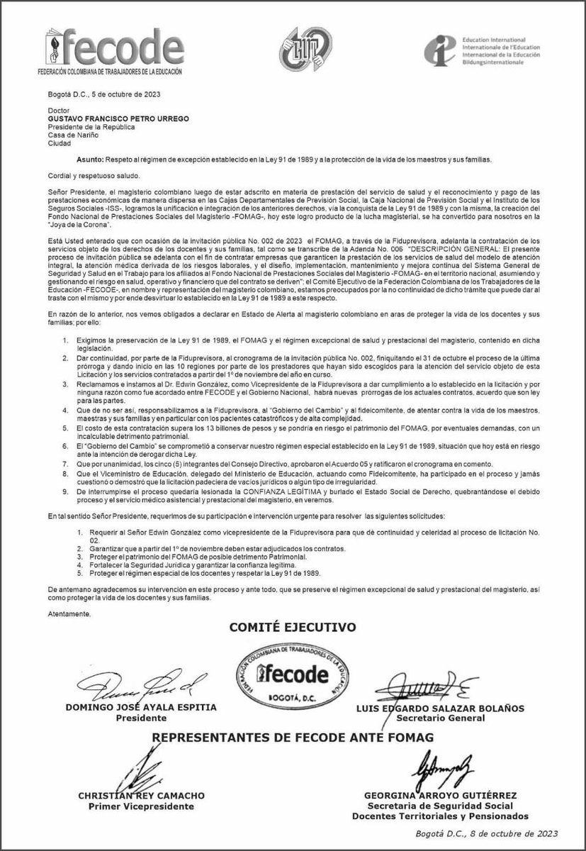 Fecode y Edumag,  en pie de lucha