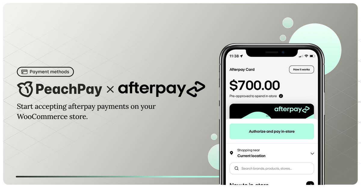 🛍️⭐️Shop now, pay later! Enjoy the convenience of Afterpay as an additional payment method through <a href="/Stripe/">Stripe</a>, combined with the seamless one-click checkout provided by PeachPay. Enjoy flexible payment solutions and a seamless shopping experience.💳 #WooCommerce #Payments #AfterPay