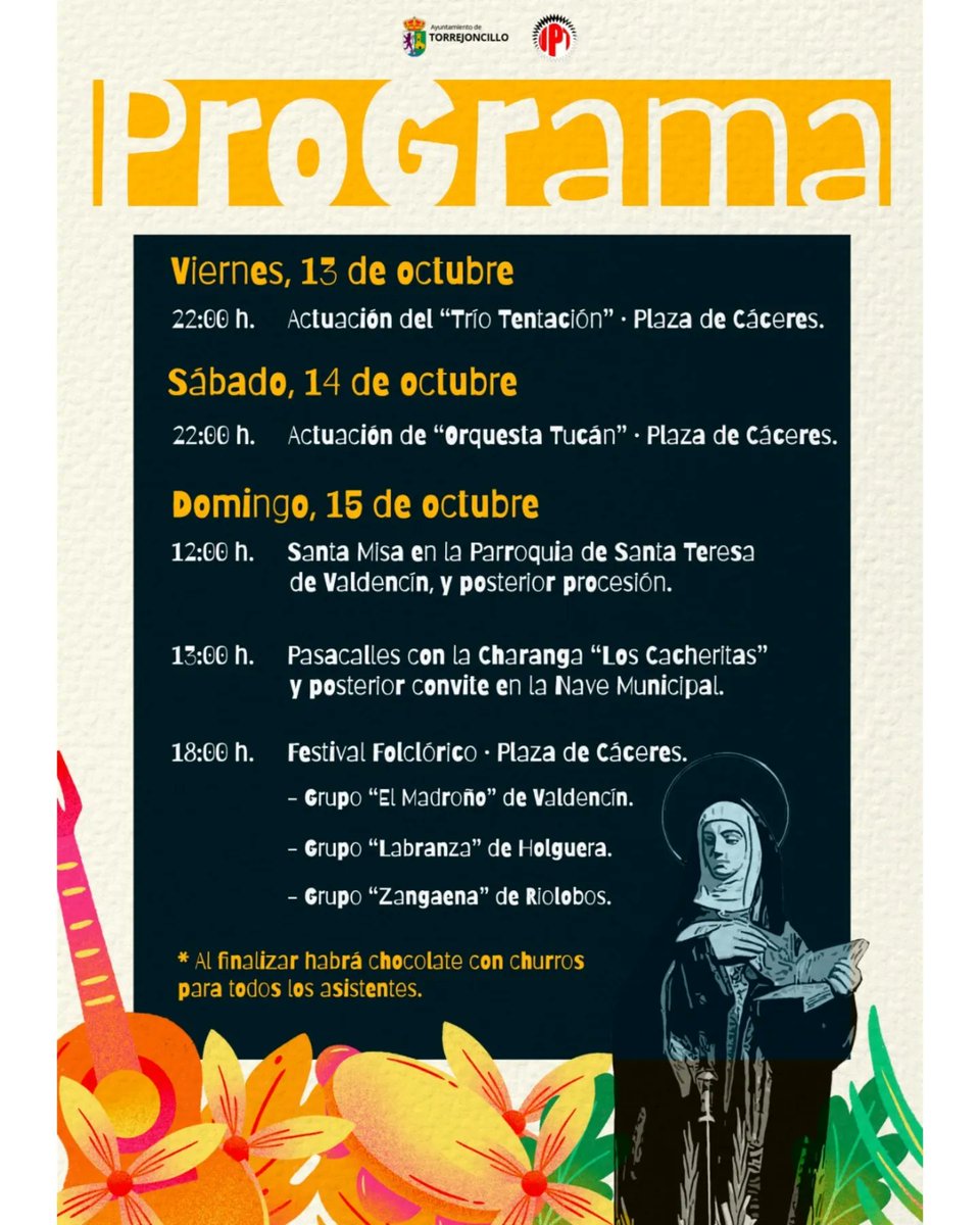 🎉 FIESTINAS DE SANTA TERESA VALDENCÍN 2023

👉🏼 #Valdencín celebra un año más sus fiestas de octubre en honor a la patrona Santa Teresa.

📲 #SantaTeresaValdencín2023 #ValdencínEsCultura