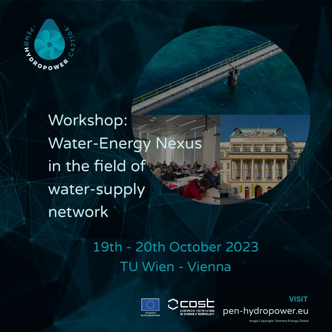 📣 PEN@HYDROPOWER is pleased to invite participants to attend our first in-person #workshop in Vienna from the 19-20.10.2023 to discuss the #waterenergynexus 

More info and registration to participate can be found here: pen-hydropower.eu/news/workshop-…