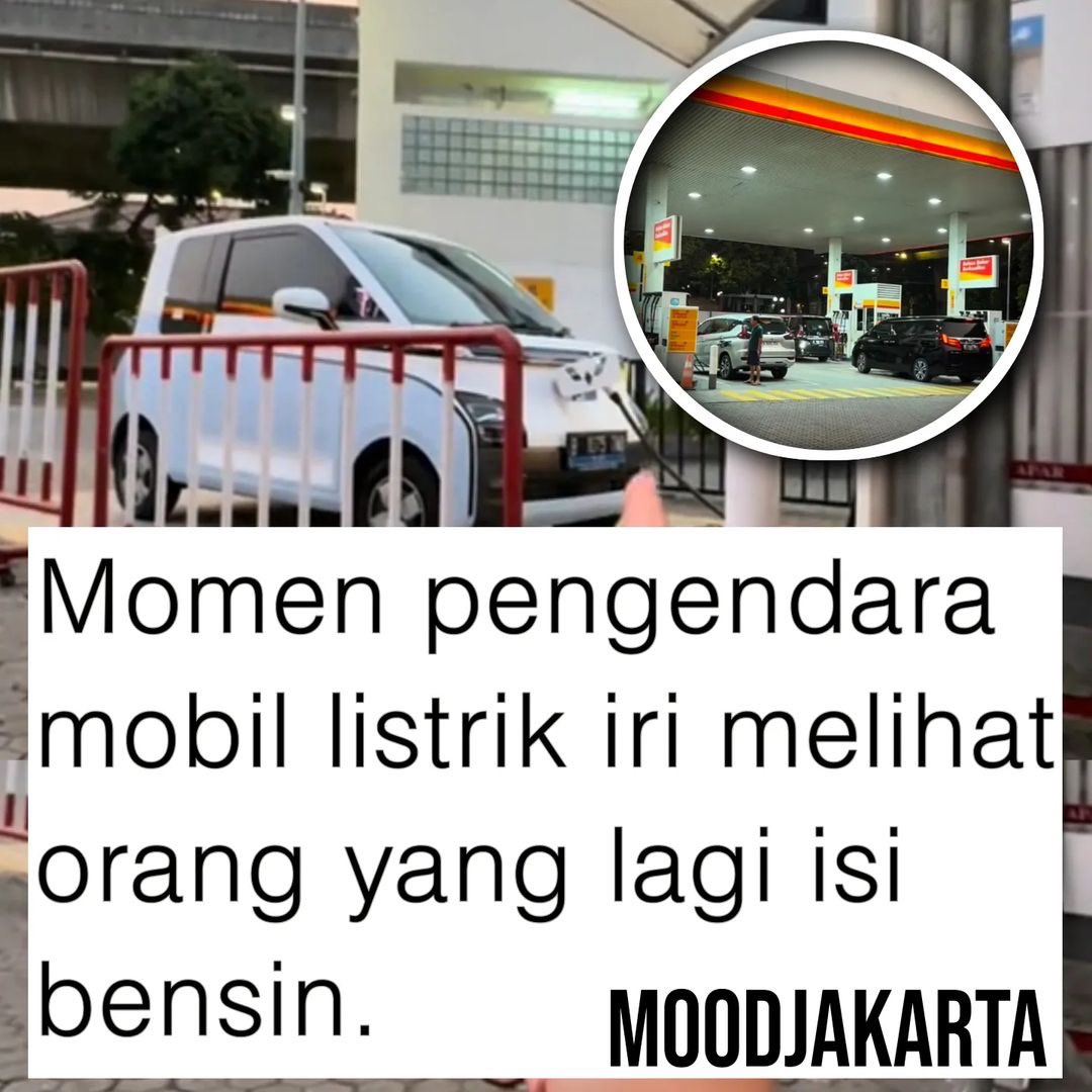 Ketika pengendara mobil listrik kesal saat ngecas mobilnya mahal dan harus nunggu lama, dia juga mengatakan iri saat melihat orang yang isi bensin, habis isi langsung gas berangkat.

[📸 tt/julioekspor]