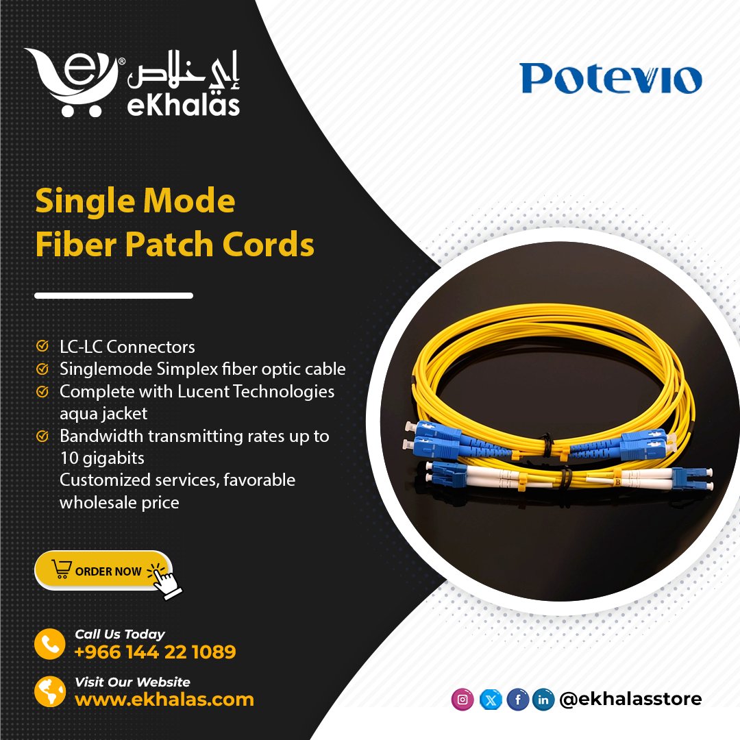 ekhalasstore's tweet photo. It's all about finding the right connection🔌 Our #Potevio Single Mode Fiber Patch Cords are here to provide you with reliable and secure data transmission. The advanced design enables high-speed fiber optic connections with maximum performance.
#FiberOptic #HighSpeedConnections https://t.co/0PqfKXDnqN
