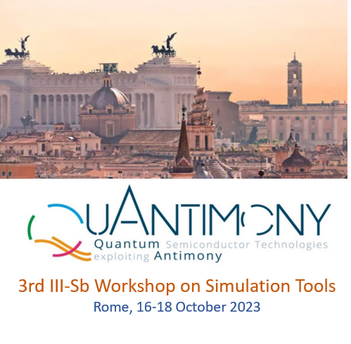 quantimony's tweet photo. Only 1 week left for the III Sb Workshop on #simulation tools &amp; #ESR Checkpoint hosted by @unitorvergata 
This year's speakers are: M Goano @PoliTOnews, @MichaelFlatte @QuantCad,  A Gagliardi @TU_Muenchen &amp; A Pecchia @IsmnCnr 
➡️https://t.co/AjFsJuZYmp https://t.co/Es7dNNRnFs