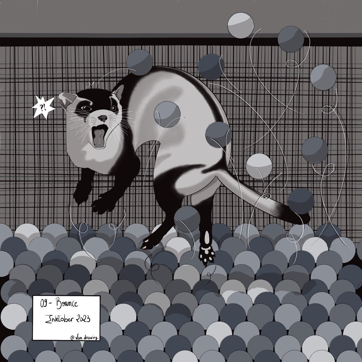 Vanessa_Bii's tweet photo. 09 - BOUNCE
.
.
.
.
#inktober2023bounce #bounce #inktoberday9 #inktoberday09 #inktober #inktober2023 #art #drawing #digitalart #digitaldrawing #digitalillustration #blackandwhite #γ€γ©γΉγγ#Procreate #pencil #weasel #poolballs #bouncing #ferret #artmoots @ArtMutuals https://t.co/4H6jp33zaj