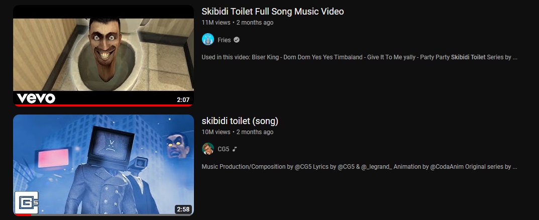 Fries 🍟 on X: LOL MY SKIBIDI TOILET MUSIC VIDEO JUST BEATEN CG5 MUSIC  VIDEO  / X