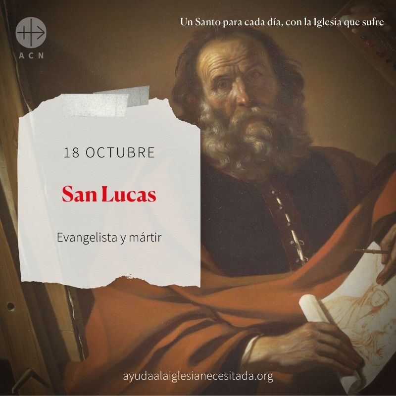 #FelizMiercoles  Celebramos a San Lucas evangelista, muere mártir en la actual #Grecia. Intercede por los #cristianos que sufren persecución por dar a conocer el Evangelio, para que sientan la protección de María y su gracia les consuele y llene de fervor