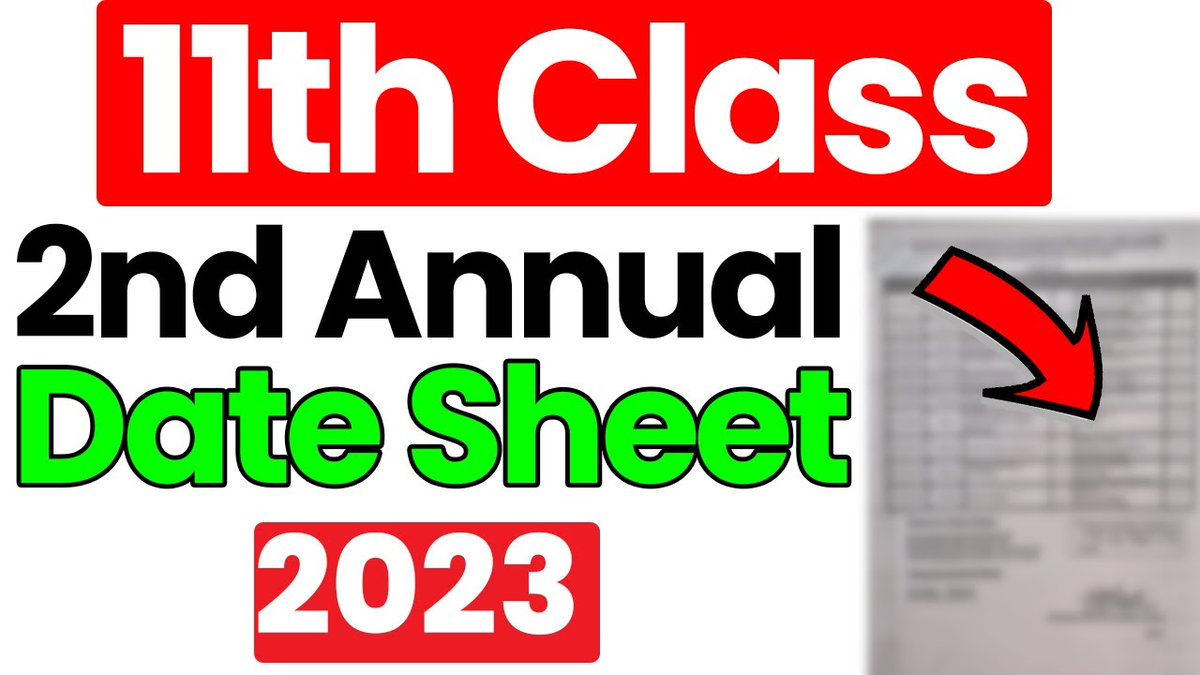 ilmkidunya's tweet image. 11th Class 2nd Annual Exams Date Sheet 2023 Announced
Click the link below:
youtube.com/watch?v=4b_2Py…

#11thClass #11thclassdatesheet #interexams #1styeardatesheet