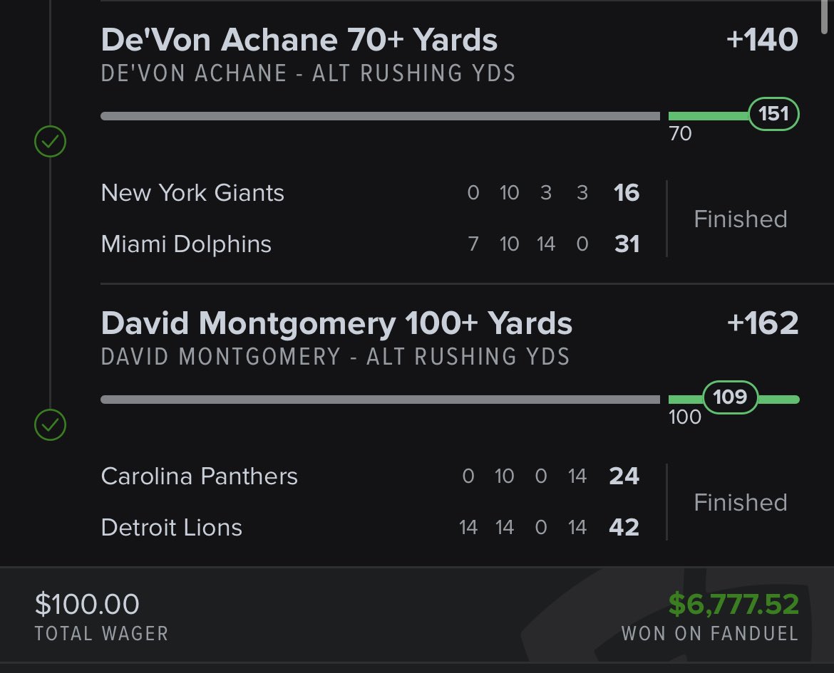 lv_levarwalker's tweet photo. What an insane day I had yesterday!!! $300 total wager into $9K!!! Major shoutout to @Asianlocks2Mr and @onlyparlays for these player props ideas I made into a banger parlay! LFG β
π₯πππ€ #GamblingTwitter #fanduel #OneLegPapi https://t.co/FumG4Gchi5