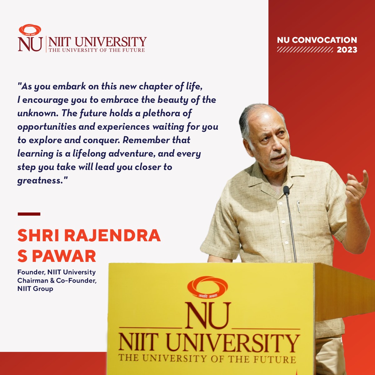 niituniversity's tweet photo. #Graduates and #foreverNUtons, here's some words of #wisdom that would help you in various twists and turns of your lives. So, work hard and do good, but don’t forget to enjoy the #journey ahead of you. we wish you great success!

#NUConvocation2023 #NUConvocation #GraduationDay https://t.co/CzMyHm2x7y