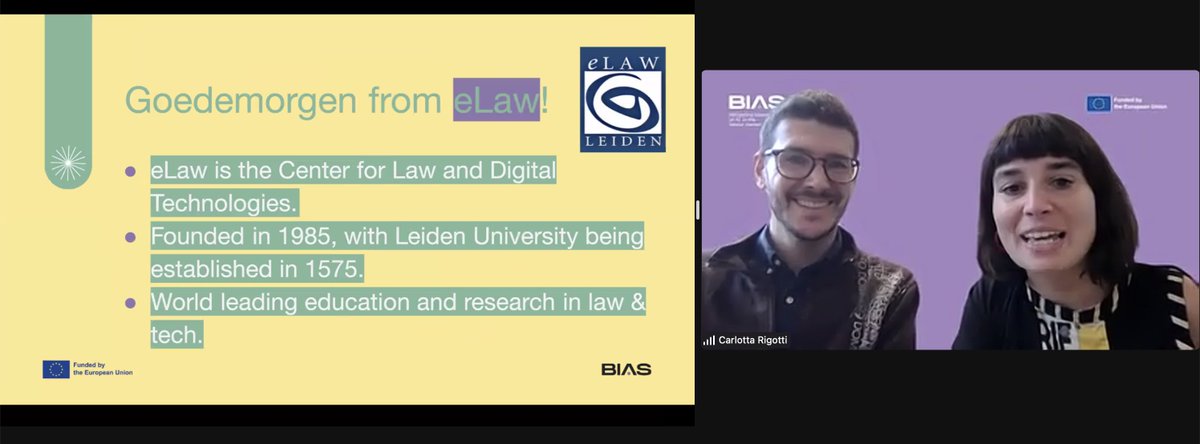 We had fun presenting our <a href="/BIASProjectEU/">BIAS Project</a> today at a webinar on Citizen Science and AI Technologies hosted by <a href="/Crowdhelix/">Crowdhelix</a>. Great presentation from our legal research leads <a href="/eduardfosch/">Eduard Fosch-Villaronga</a> &amp; Rigotti from <a href="/eLaw_Leiden/">eLaw Center for Law and Digital Technologies</a>,  &amp; our tech research lead <a href="/SocietyData/">Mascha Kurpicz-Briki</a>.