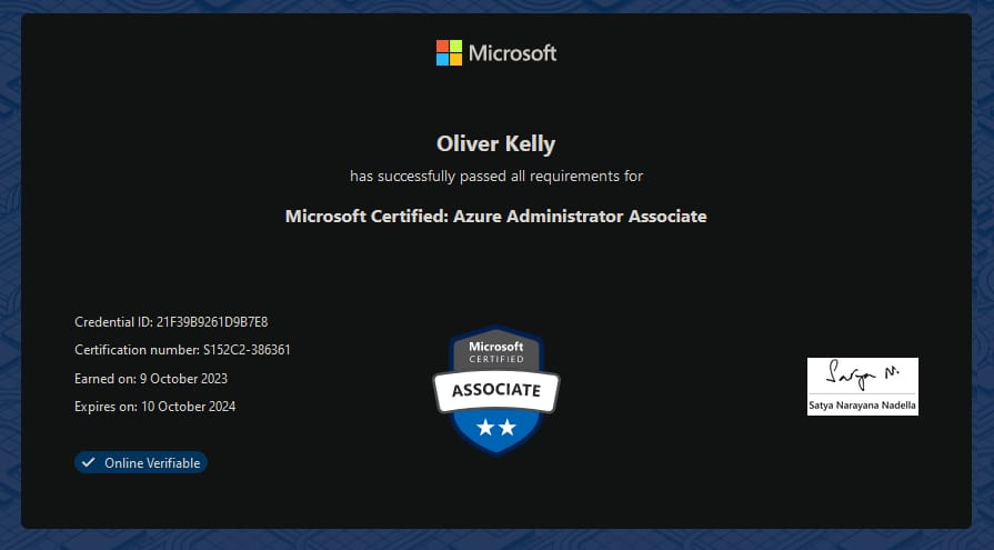 Passed my AZ-104 exam, now to study up for the AZ-400 and get my DevOps Engineer Expert Certification #Azure #Microsoft #DevOps