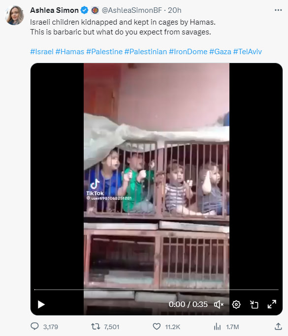 KeithWoodsYT's tweet photo. X has become a hotbed of Zionist disinformation. 

Ian Miles Cheong (who works for Ezra Levant's Rebel Media) used footage of Israeli police falsely alleging it was Hamas going house to house slaughtering families.

Old videos of Palestinian children in cages have been shared falsely claiming to be kidnapped Israeli children. 

Avi Yemeni (also of Rebel Media) is boosting a video of a man with a child claiming it is a kidnapped Israeli girl without any evidence, using this to justify wiping out Gaza. These videos are reaching millions of people and influencing the conversation in the west.

In the run up to the first war in Iraq, we were given fake stories about Iraqis killing Kuwaiti babies in incubators.

In the run up to the second war in Iraq, we were given fake stories about weapons of mass destruction.

To justify bombing Syria, we were given fake stories of Bashar al-Assad gassing his own people.

People are accepting narratives of mass civilian rape and slaughter without any reliable evidence. Anyone who challenges it is accused of defending terrorism - the same crybully tactic that was used against anyone who opposed the disastrous war in Iraq.

We look back and wonder how people fell for such obvious war propaganda, but now the same thing is unfolding again before our eyes. I don't care what names these war-mongers call me, I will call out these fake narratives being used to justify more bloodshed. We can't keep getting fooled by these people.