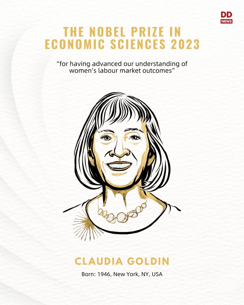 #NobelPrize2023 | The Sveriges Riksbank Prize in #EconomicSciences in Memory of Alfred Nobel 2023 awarded to #ClaudiaGoldin 'for having advanced our understanding of #women’s labour market outcomes'

#NobelPrize #Economics