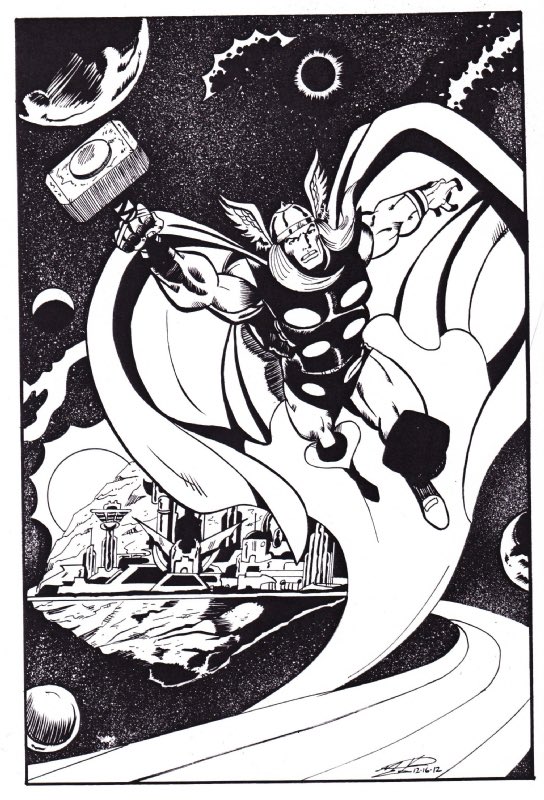 A Mighty Thor commission I did years back! 11”x17” brush & pen on Strathmore 300 smooth Bristol #inktober2023 #themightythor #thor #MarvelComics #ComicArt #comics