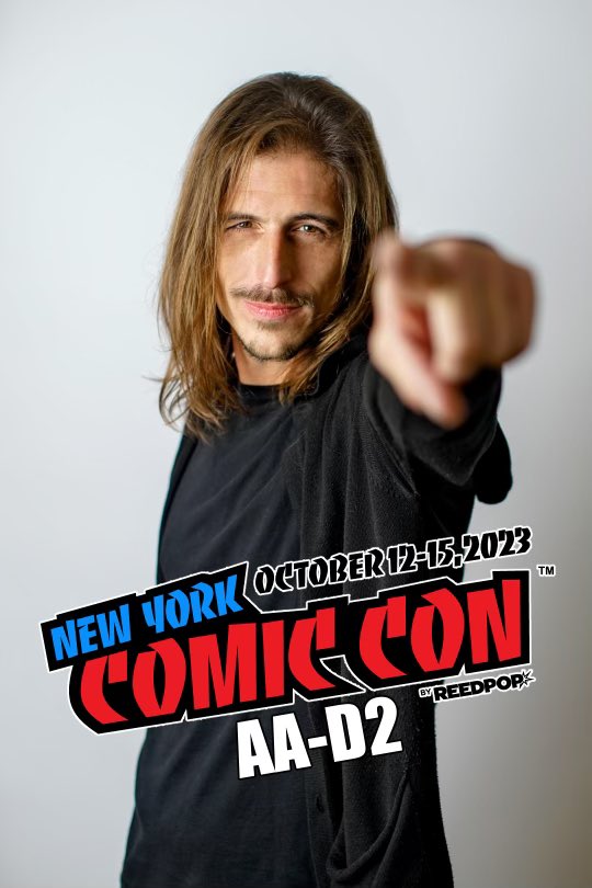 CMMiskiewicz's tweet photo. I'II be attending #NYCC from October 12th to 15th at booth AA-D2 beside @VonGormanArt (of comics) and @Jef_UK (of rock.) 
Swing by if you're around, l'll be the guy who looks like me. https://t.co/h1btxU33mS
