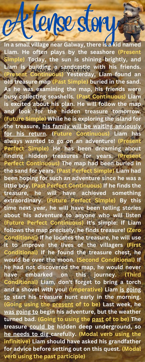 BrendanDMRyan's tweet image. Una historia compuesta por (casi?) todos los tiempos verbales en #inglés 👇

Aquí está la lista: t.ly/bndHI
Traducción: imgur.com/X3UdcxE