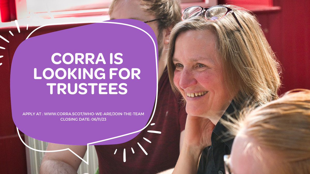 ⭐️Trustee recruitment!

Corra Foundation are seeking several trustees to join the Board.

We are looking for people who care about Corra’s mission, and come with an engaged and committed mindset, ready to have their voice heard in conversations about what we do and why.