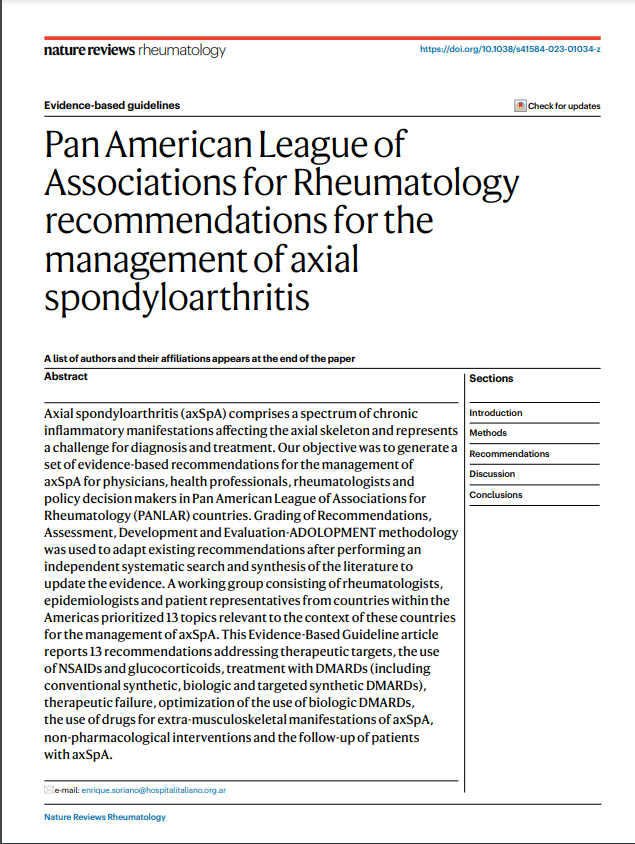 WilsonBautistaM's tweet photo. Dreams comes true!
📚Management Recommendations for Axial #Spondyloarthritis are now published
 
You can check the manuscript https://t.co/tSPYZIhFKF 
These guidelines play a pivotal role improving the way we approach this condition in Latin America and  @PanlarLeague countries https://t.co/NqH7YoedEV