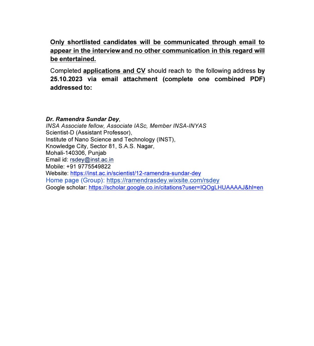 RamendraSundar1's tweet photo. @DENanoMat1 group has one vacant #postdocposition at @INSTMohali. Candidates with #electrochemistry background completed #PhD can apply at rsdey@inst.ac.in. Follow us for our research activity.
 https://t.co/DIjhPM5Mwy
https://t.co/dQf9f9iD6N https://t.co/r5s1QBZX0T