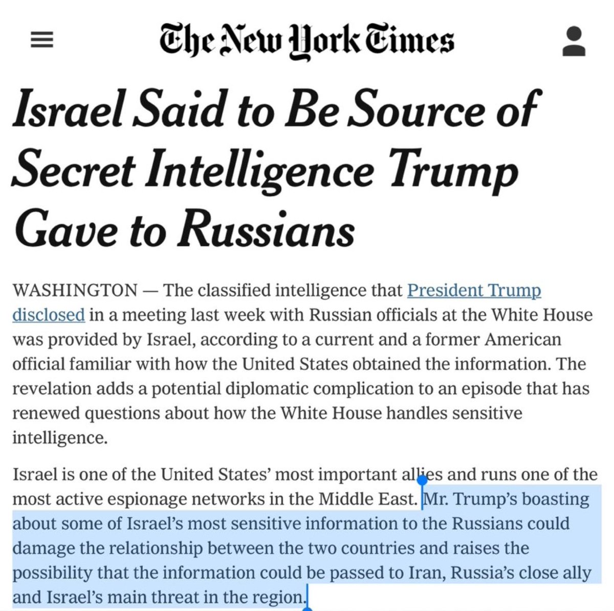 58bugeye's tweet photo. @EricTrump And daddy shared Israeli defense secrets with the Russians https://t.co/FuLEUP9pmZ