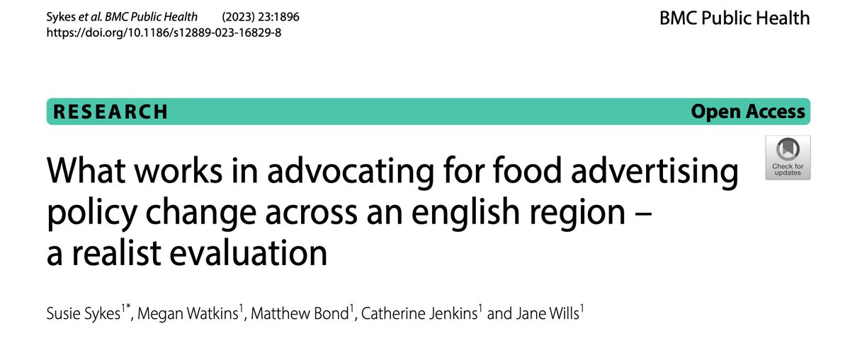 susie_sykes_'s tweet photo. Great to work on this study looking at the process of advocating for food advertising policy change. Thanks to all who contributed! #healthinallpolicy #hiap #SDOH #commercialdeterminants. https://t.co/M1RSV3OKlf