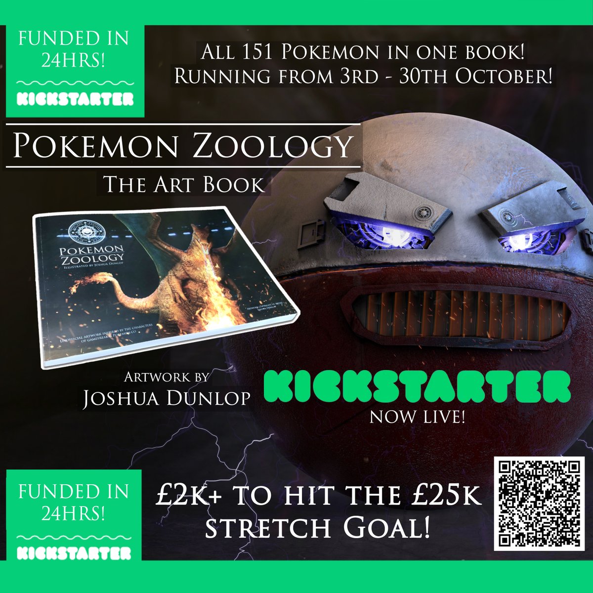 JRRDunlop's tweet photo. Only a bit more to hit our £25k stretch goal and I'll make four additional Pokemon!
https://t.co/dGTptBntsI
#pokemon #PokemonZoology #pokemonfan #pokemontcg #pokemonbook #kickstartercampaign #kickstarter #KickstarterLaunch #kickstarterbooks #artbook #JoshuaDunlop https://t.co/YewMkhptqv