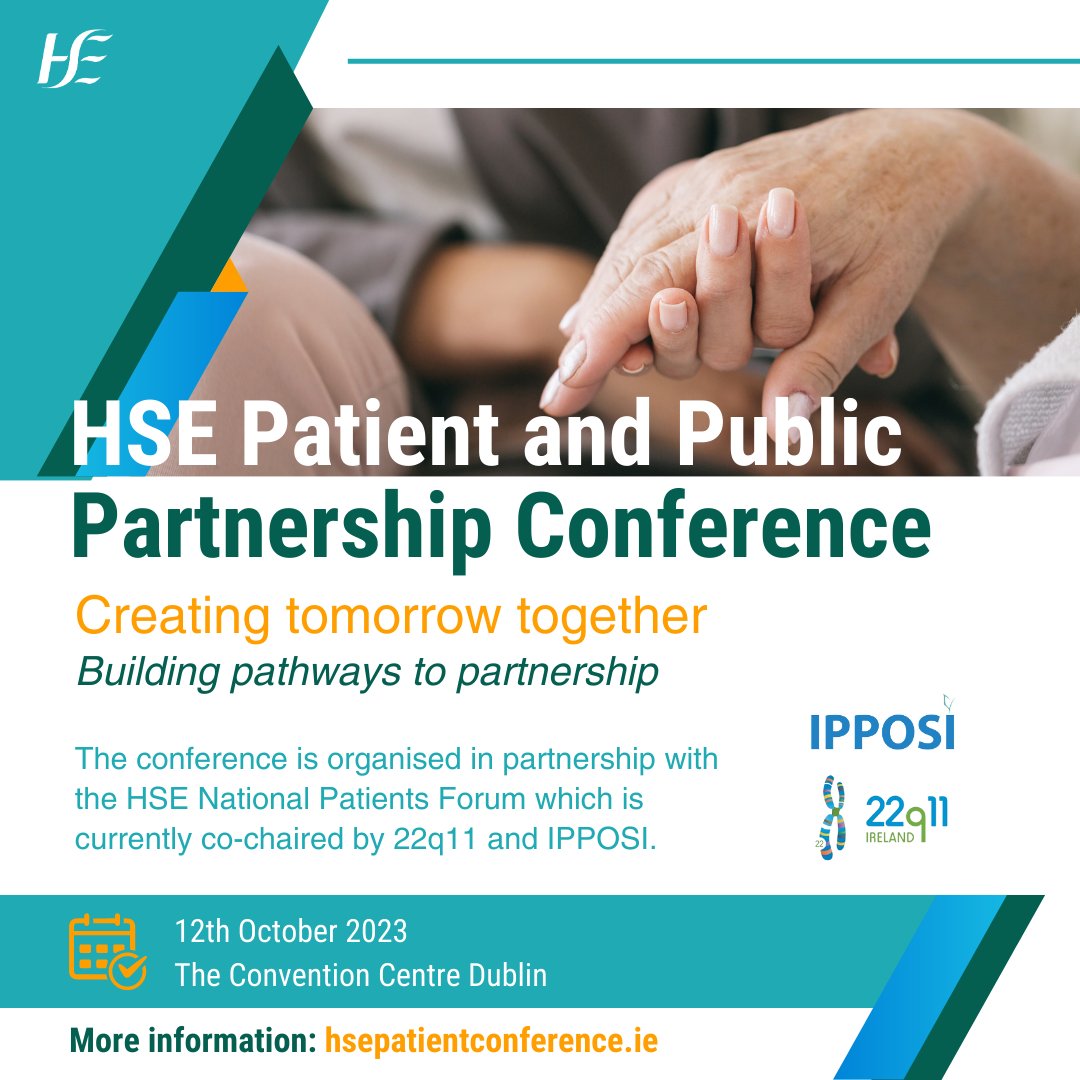 Did you know that IPPOSI co-chairs the @HSELive National Patient and Service User Forum (NPF) with @22q11_Ireland ? We attended the National Clinical Programmes Conference last October and thought we should try to host a National Partnership Conference.