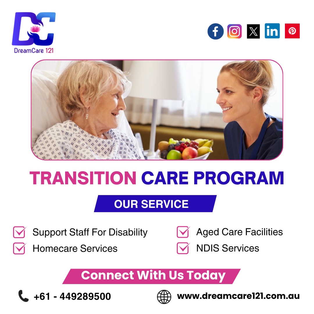 Our specialized approach ensures seamless transitions and personalized support, making every step towards recovery a dream come true.
Contact Us - +61 - 449 289 500

#dreamcare #dremcare121 #transitioncare #care #carenearme #SeamlessTransitions #DreamCareJourney #EmpoweredHealing